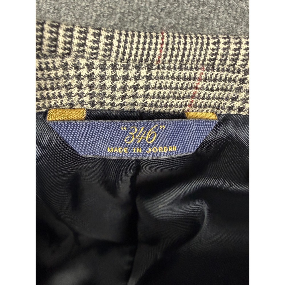 VTG Brooks Brothers 346 Mens 40R 100% Wool Glen Plaid Blazer Sport Coat Gray Red - Picture 13 of 15